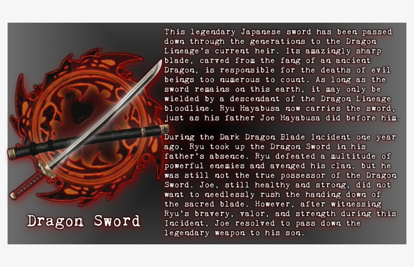 Ryu's Signature Weapon, The Dragon Sword Maintains - Graphic Design, transparent png download