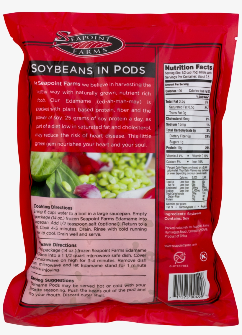 Seapoint Farms Edamame, Soybeans In Pods - 14 Oz Bag, transparent png download