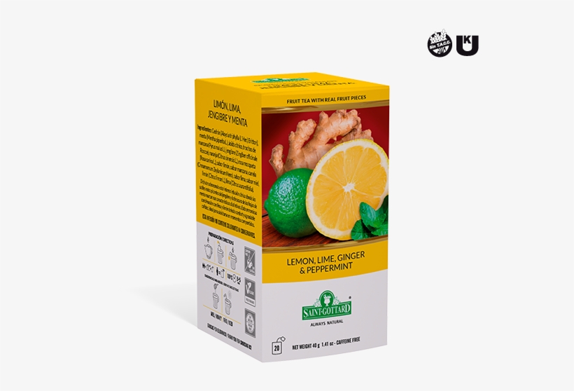 Lemon Lime Ginger And Peppermint Grande Ingles - Te Saint Gottard, transparent png download