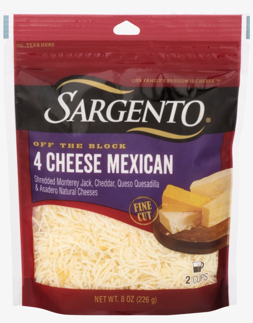 Sargento Off The Block 4 Cheese Mexican Fine Cut Shredded - Sargento Mexican Cheese, transparent png download