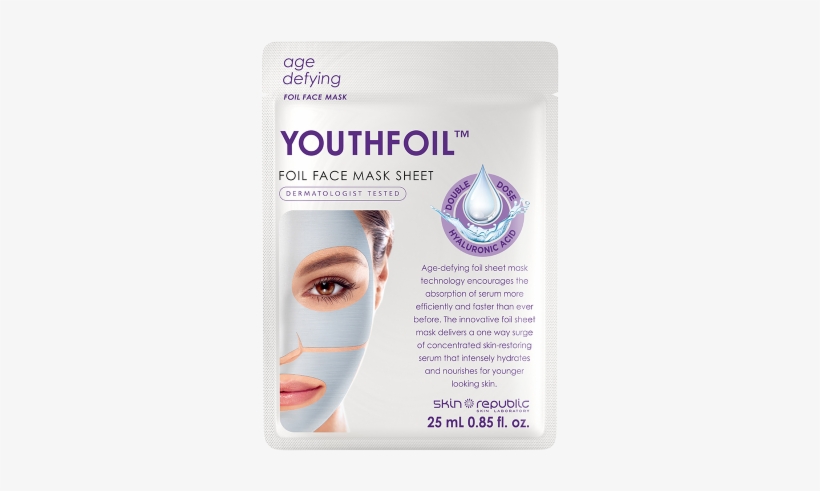 Youthfoil Foil Face Sheet Mask - Skin Republic Face Mask Sheet Youthfoil Foil Face Mask, transparent png download