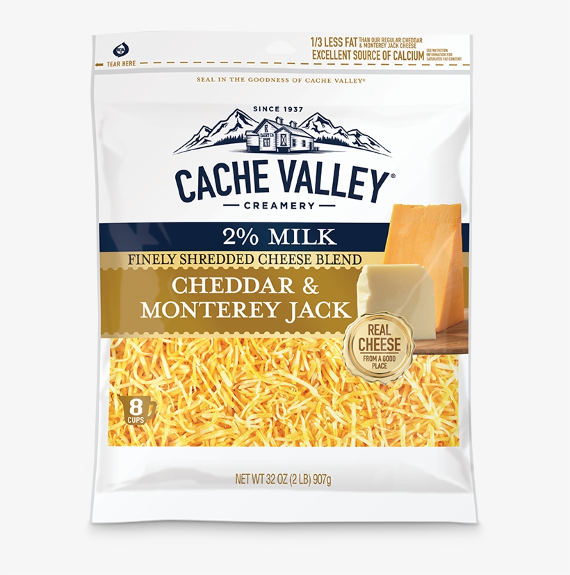 2% Milk Finely Shredded Cheddar & Monterey Jack - Cache Valley Colby And Monterey Jack Cheese, 2 Lb, transparent png download