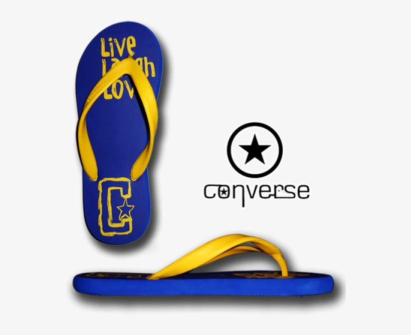 ~converse Live Laugh Love Blue Yellow Flip Flops - Blue, transparent png download