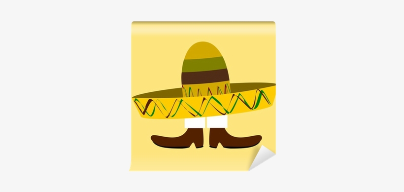Funny Cartoon With Large Sombrero Covering Mans Body - Sombrero, transparent png download