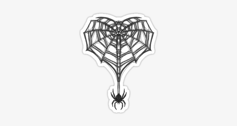 "gothic Spider Web Heart" Stickers By Sinfulstitches - Gothic Spider And Web, transparent png download
