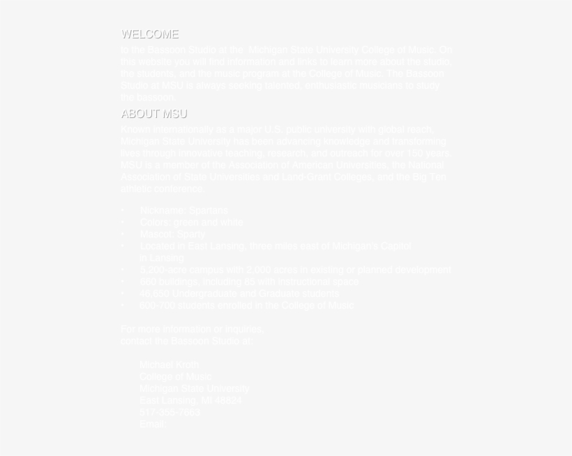 Welcome To The Bassoon Studio At The Michigan State - Michigan State University, transparent png download