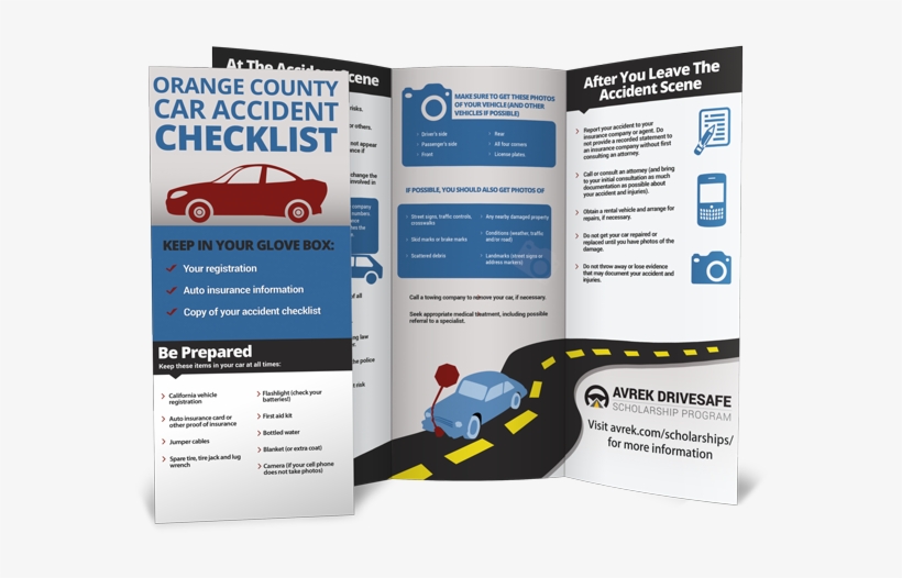 California Car Accident Checklist Avrek Law Firm - Flyer, transparent png download