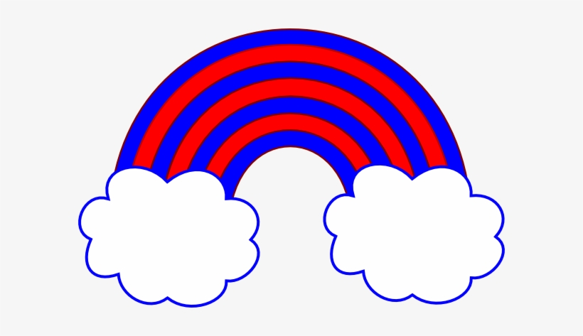 Red And Blue Rainbow With 2 Blue Clouds Svg Clip Arts, transparent png download