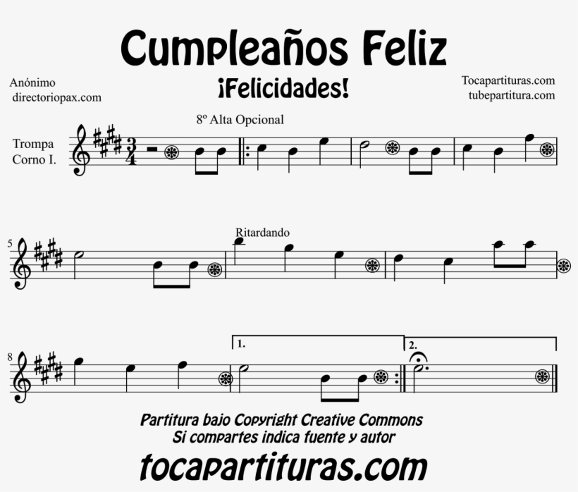 Happy Birthday Sheet Music For Horn, English Horn And - Too Short To Drink Cheap, transparent png download