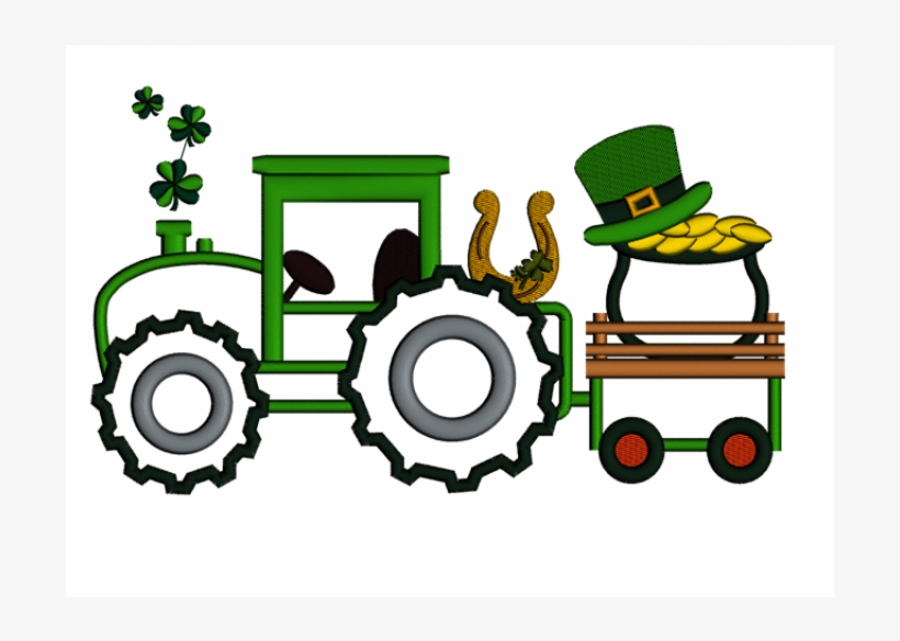 Tractor With Shamrock And Irish Hat Applique Machine, transparent png download