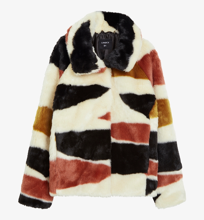 Patterned Fur Coat White - Lindex Fuskpäls, transparent png download