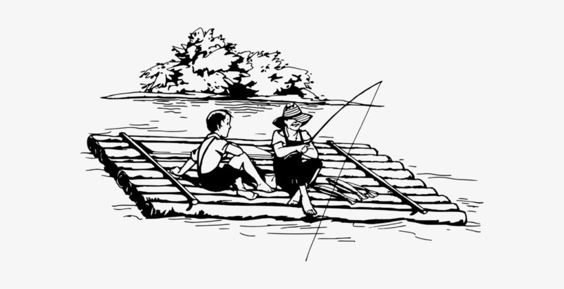 Rafting Computer Icons Drawing - Clip Art Black And White Fishing, transparent png download