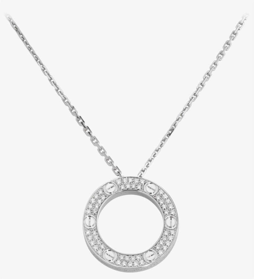 Love Necklace, Diamond-pavedwhite Gold, Diamonds - Cartier Love Necklace Pave Diamonds White Gold, transparent png download