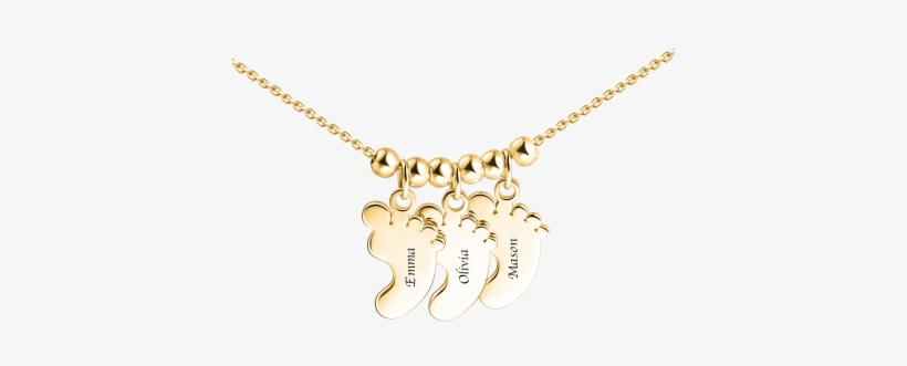 14k Gold Plated Engraved Baby Feet Necklace, transparent png download