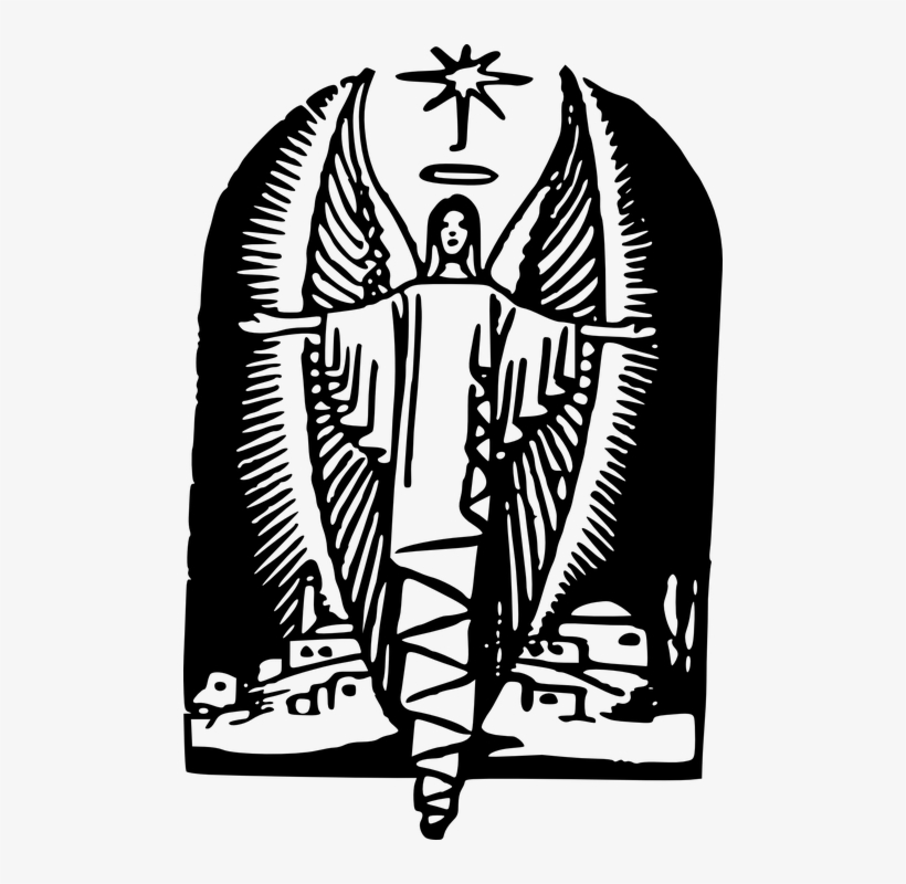 Christmas Messenger, Christmas Angel - Black And White Christmas Angel Png, transparent png download