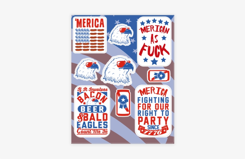 'merica Patriotic Party Sticker - Sticker, transparent png download