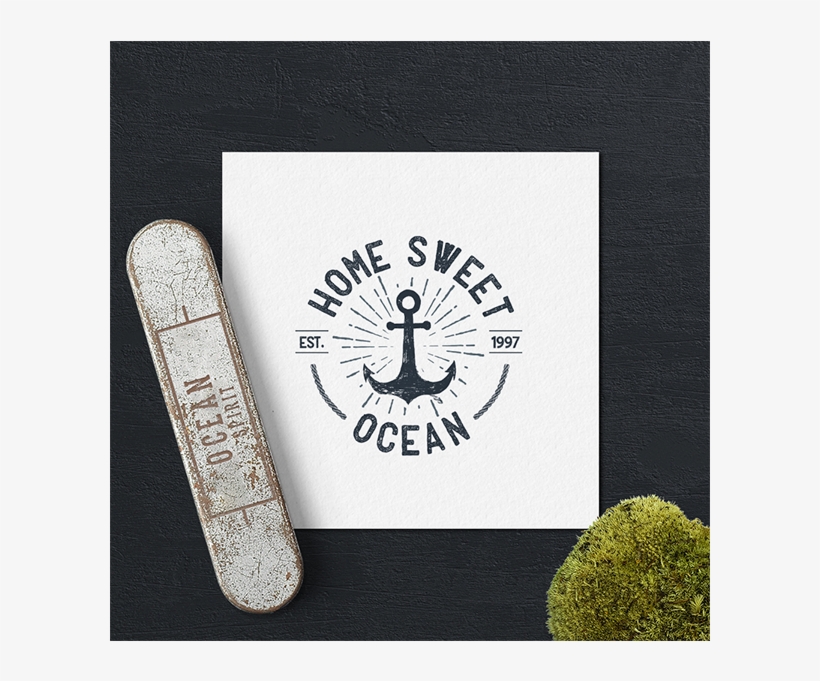 Home Sweet Ocean Vintage Typography Trip Travel Sea - Skateboard Deck, transparent png download
