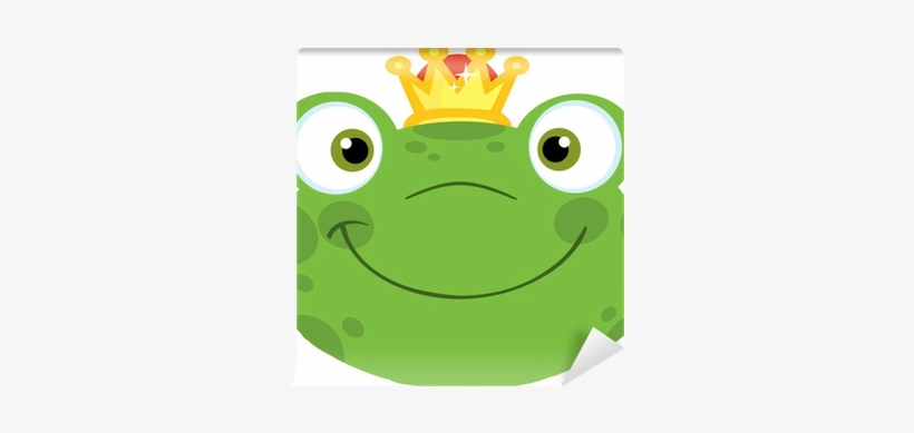 Cute Frog Smiling Head With Crown Wall Mural • Pixers® - Cartoon Frog Prince, transparent png download