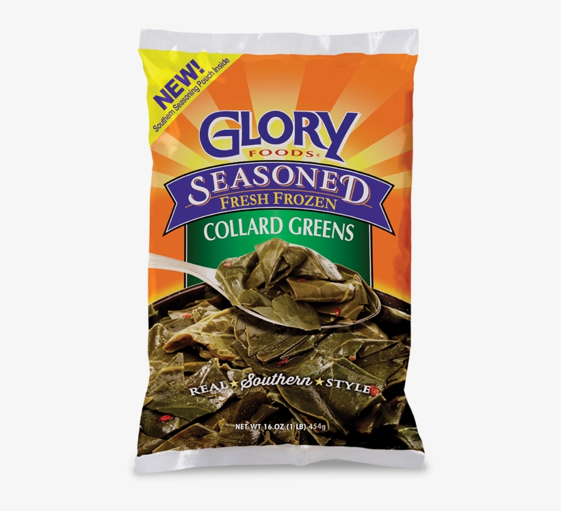 Frozen Seasoned Collard Greens - Glory Foods, Seasoned, Mustard Greens, 27oz Can, transparent png download