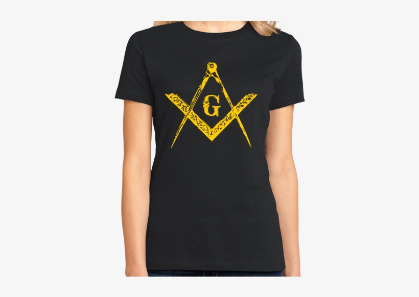 Ladies Black Freemason Square & Compass T-shirt - Freemason Square & Compass | Masonic Order Symbol, transparent png download