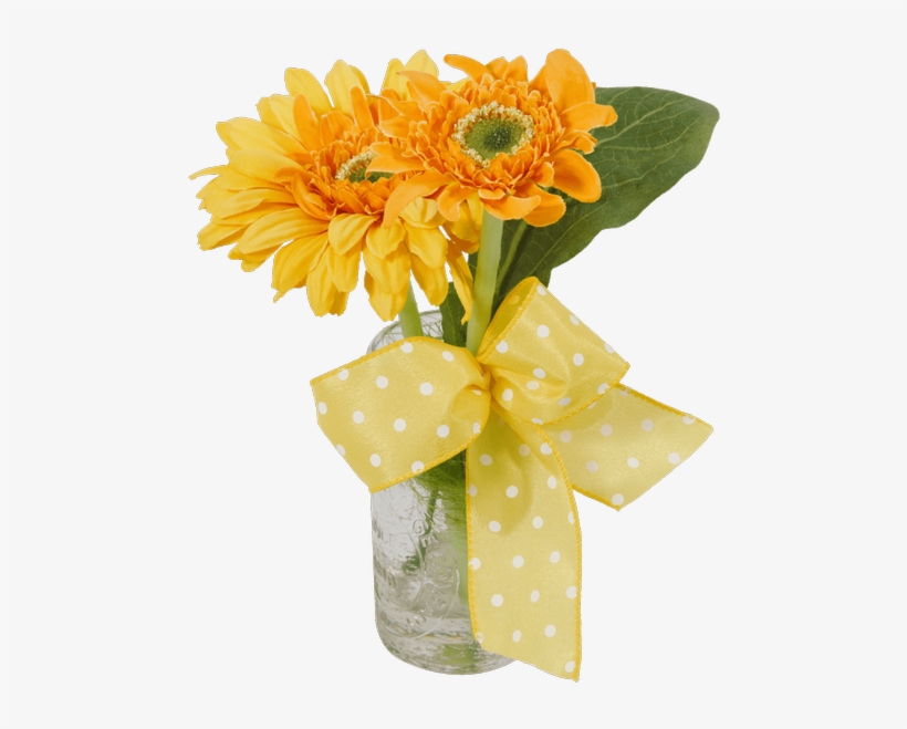 Silk Yellow Gerbera Daisy Bud Vase • - Connells Maple Lee Flowers & Gifts, transparent png download