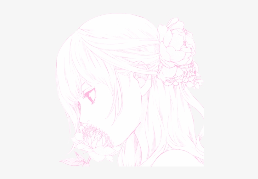 Anime, Flower, And Girl Image - Sketch, transparent png download