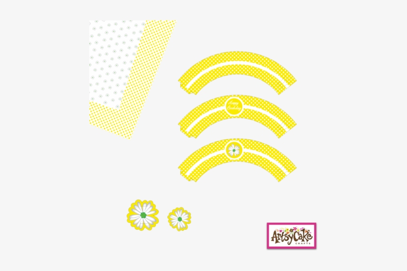 3-white Polka Dot On Yellow Cupcake Wrappers - Illustration, transparent png download