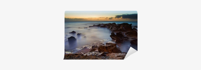 Dramatic Ocean Sea With Dark Purple Clouds Wall Mural - Sunset, transparent png download