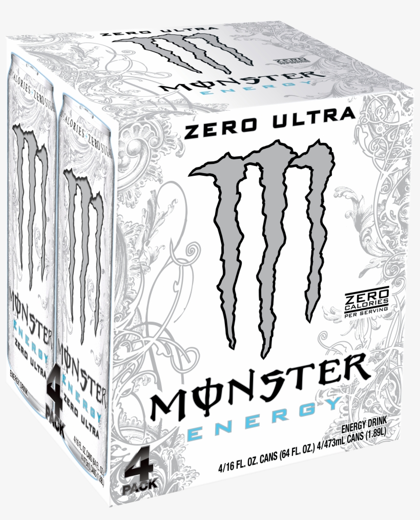 Monster Ultra Energy Drink, Zero, 16 Fl Oz, 4 Count - Monster Energy, transparent png download