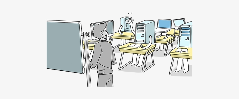 Teacher And A Room Of Computer Students - Study Machine, transparent png download