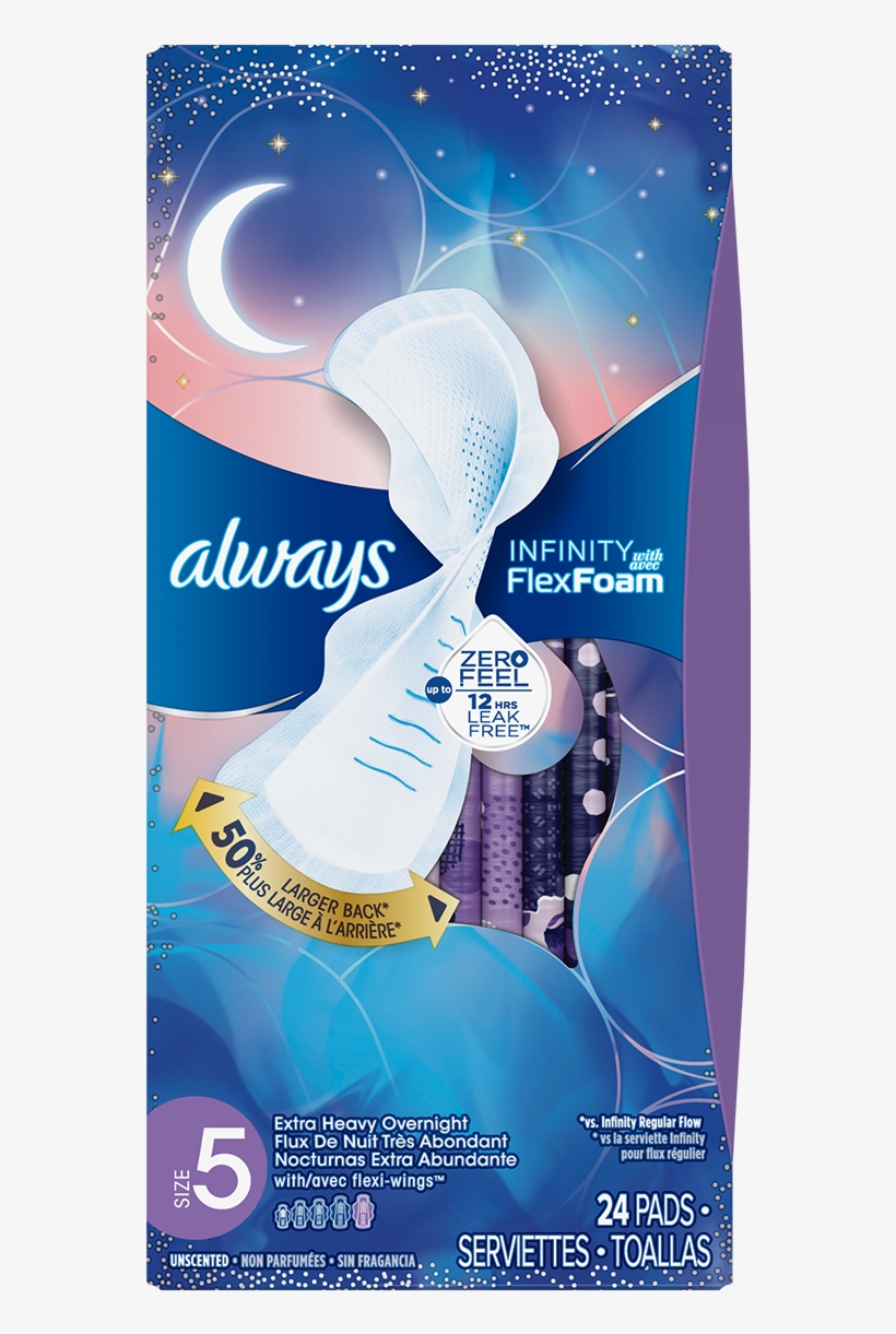 Always Infinity Size 5 Extra Heavy Overnight Pads With - Always Infinity Flex Foam Size 5, transparent png download