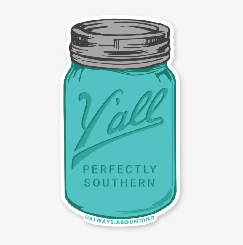 Y'all Mason Jar Sticker, transparent png download