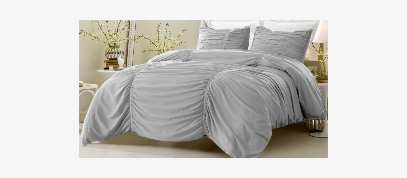 3 Pc Or 4 Pc Gray Ruched Comforter Duvet Cover Set - Web Linens 3pc Ruched Design Gray Duvet Cover Set Style, transparent png download