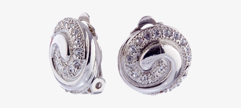 Silver Crystal Swirl Clip On - Earrings, transparent png download