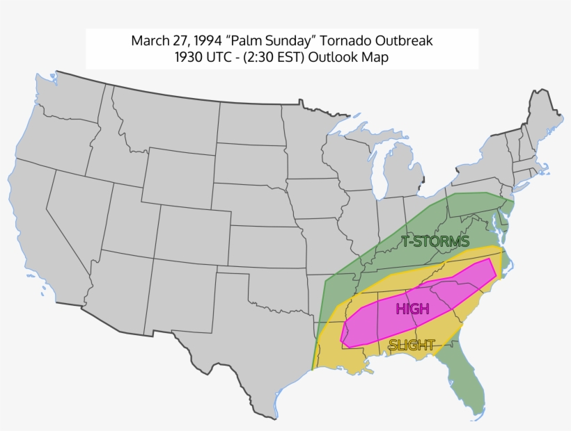 March 27, 1994 "palm Sunday" Severe Weather Outbreak - Connecticut River On Us Map, transparent png download