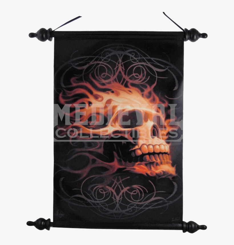 Ornate Fire Skull Art Scroll - Anne Stokes Crystal Ball, transparent png download