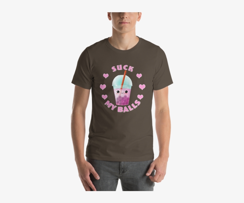 Kawaii Funny Humor Boba Tea Bubble Tea Short Sleeve - T-shirt, transparent png download