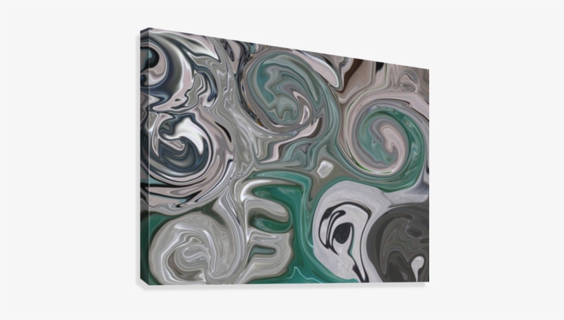 Green & Black Abstract Print Canvas Print - Motif, transparent png download