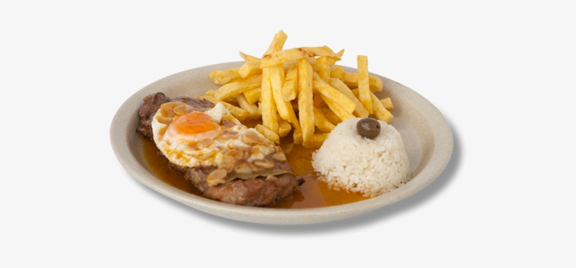 Bife De Vaca, Suculento E Tenro, Frito Em Azeite E - Bife Com Batatas Fritas E Ovo, transparent png download