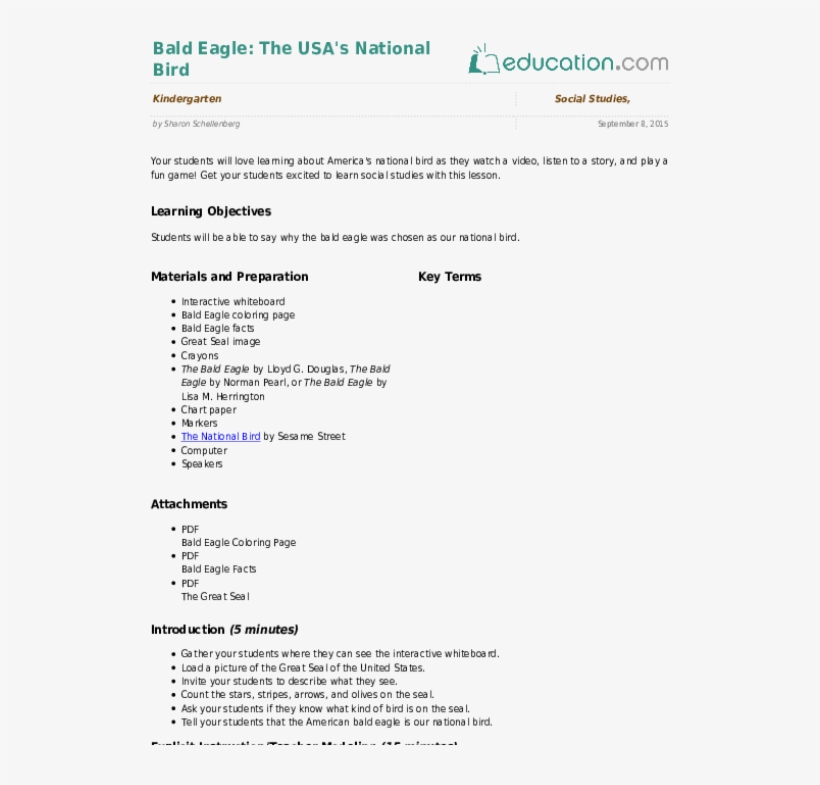 The Usa's National Bird - Fiction Partner Challenge Answer Key, transparent png download