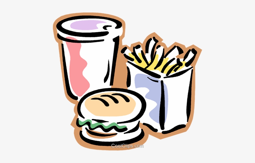 Fast Food, Bebida, Batata Frita, Hambúrguer Livre De - Cartoon Burger And Chips, transparent png download