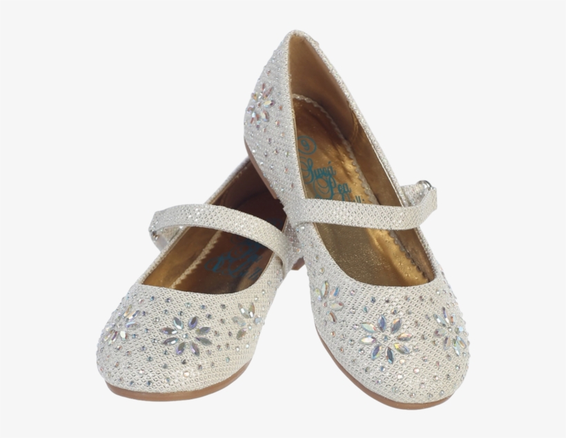 Ivory Glitter Flats Dress Shoes With Iridescent Stone - Kids Youth Girls Dress Glitter Shoes Flats Rhinestones, transparent png download