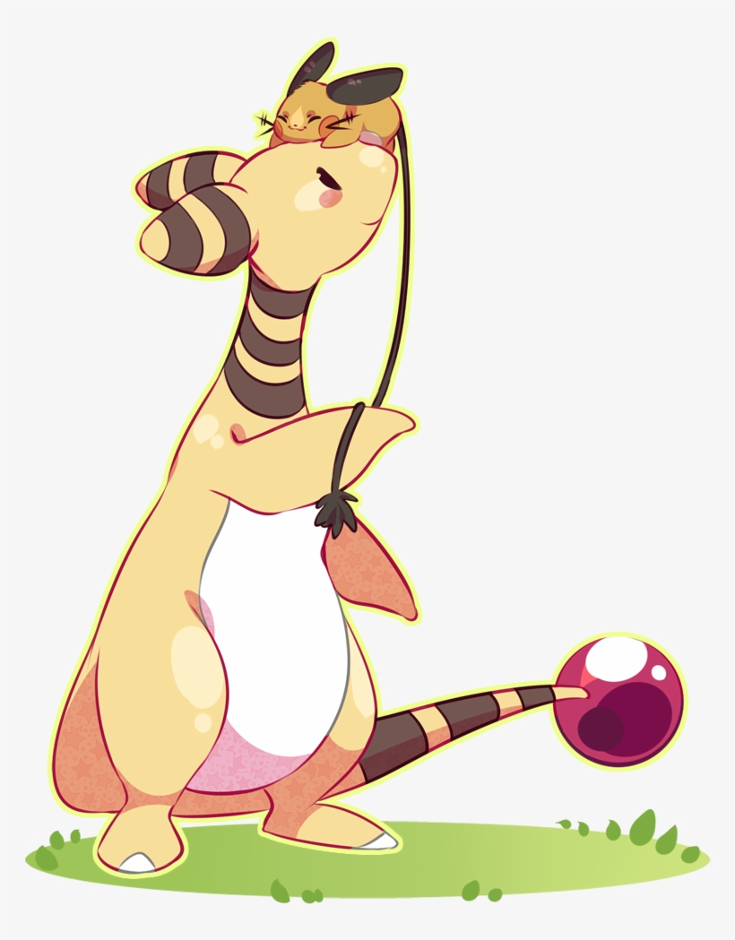 Ampharos Re-charging His Little Bud - Pokemon Ampharos, transparent png download