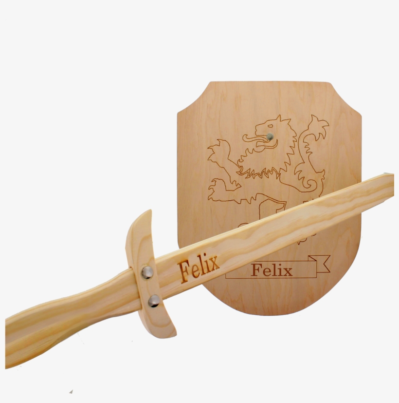 Wooden Sword And Shield With Engraving - Espada De Madera Y Escudo, transparent png download