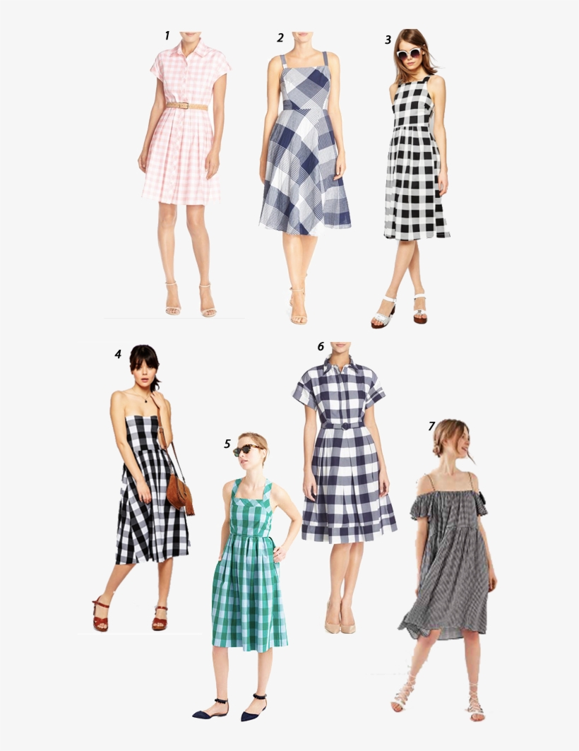 Gingham-dresses - Just Taylor Blue White Check Stretch Cotton Sundress, transparent png download