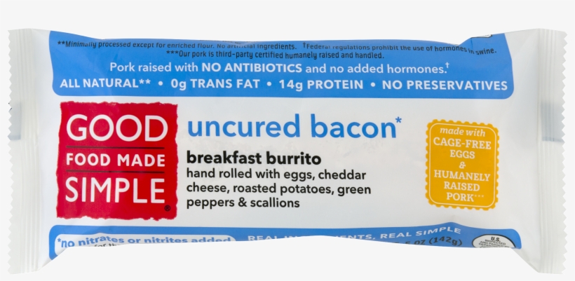 Good Food Made Simple Uncured Bacon Breakfast Burrito, - Good Food Made Simple Egg White Burrito, Southwestern, transparent png download