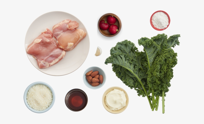 Chicken & Kale Caesar-style Salad With Radishes & Almonds - Salad, transparent png download