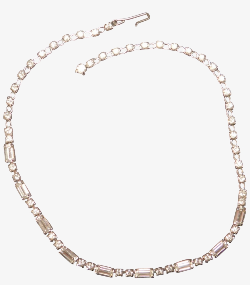 Stunning Round And Baguette Rhinestone Necklace Mint - Necklace, transparent png download