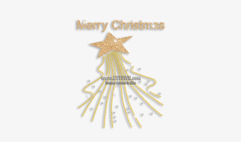 Gold Christmas Star Iron On Glitter Rhinestone Transfer - Art, transparent png download