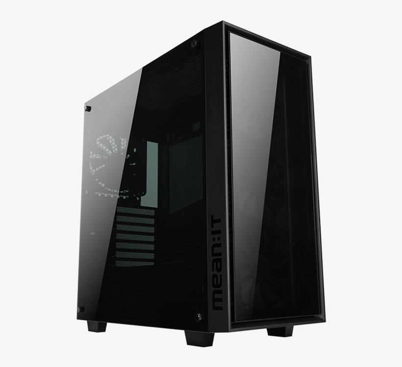 Computer Cases - Meanit 5pm Series - 5pm Blk - Tempered Glass Gaming, transparent png download